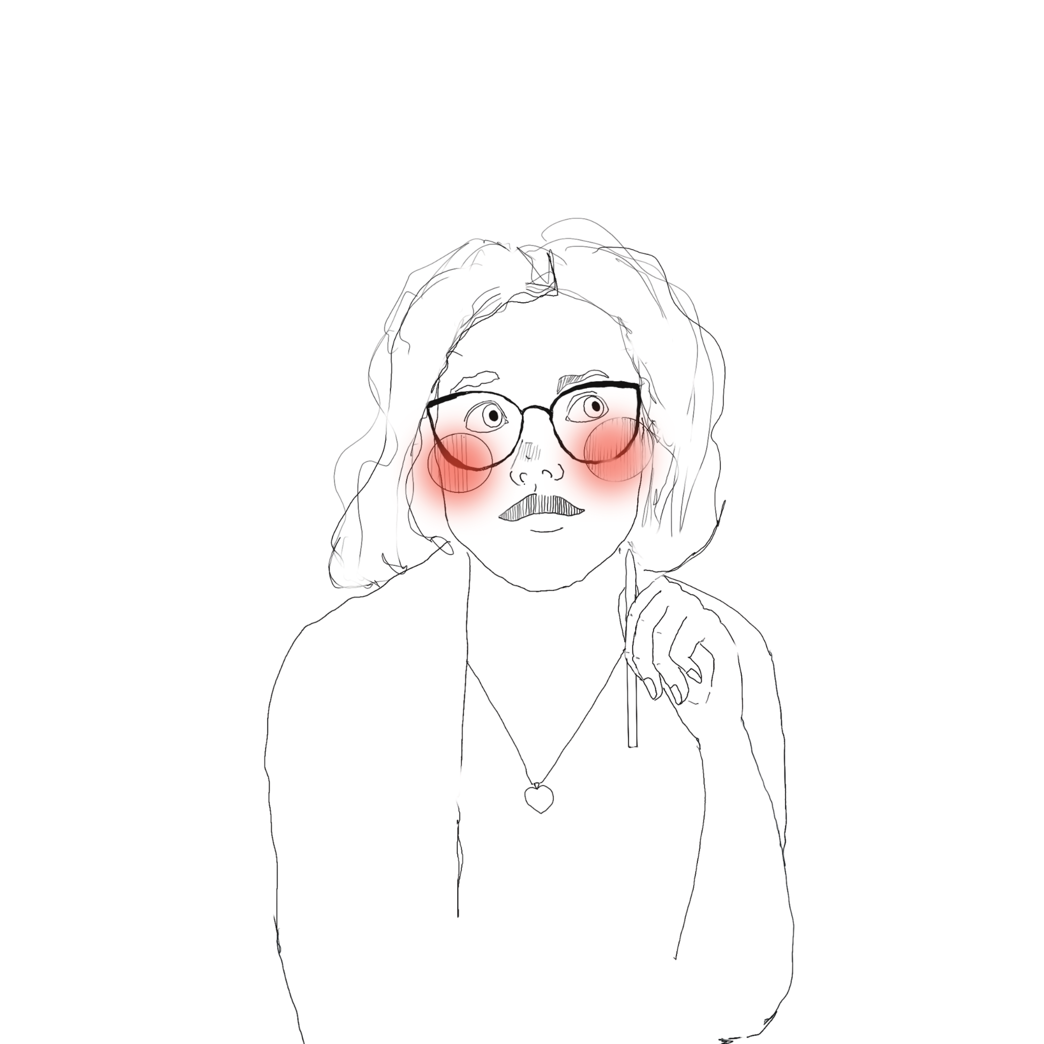 Illustration af Katrine Rosa Beck med briller