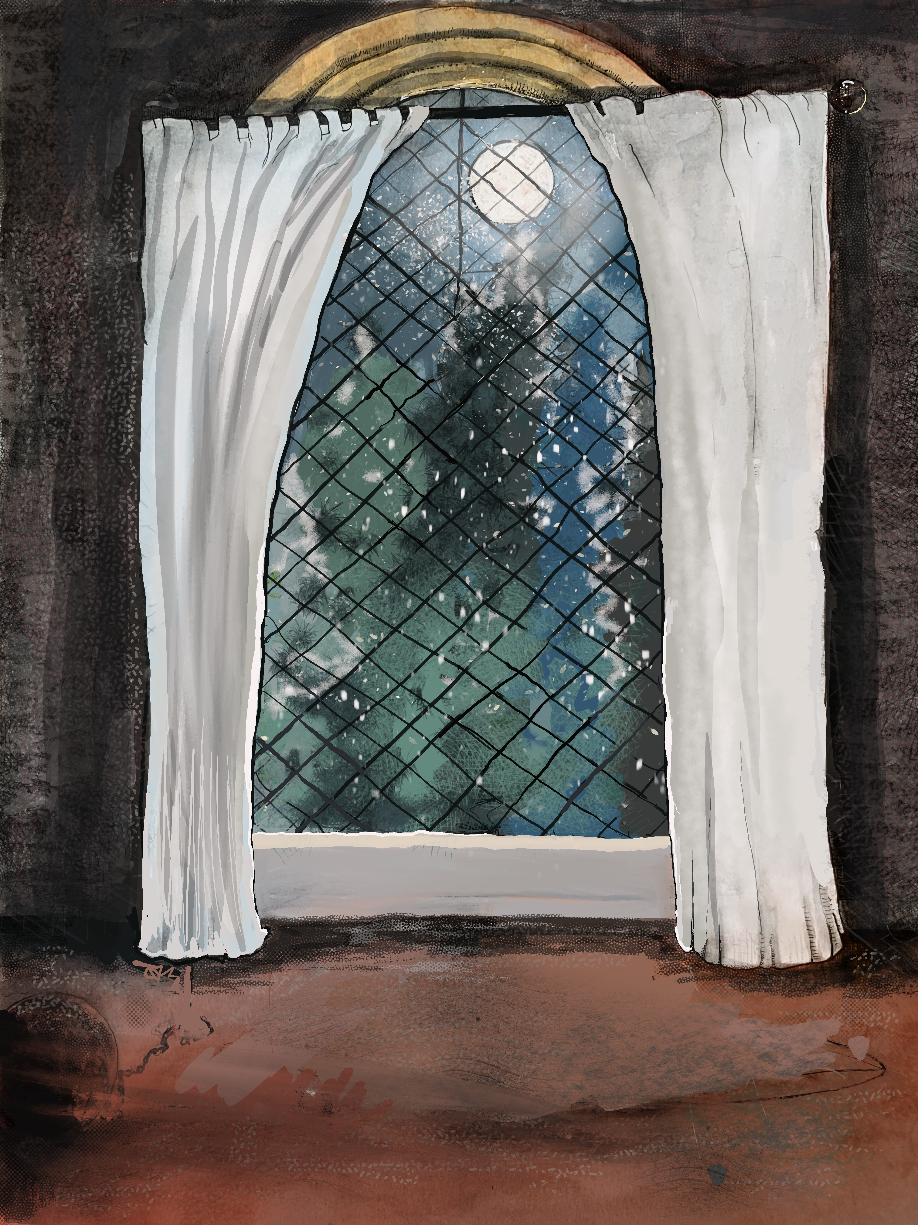Skovscene – illustration